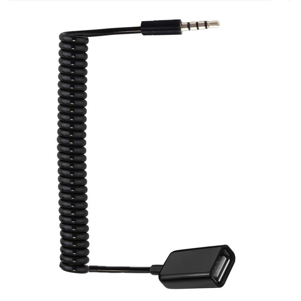 1m 3.5mm Male to USB2.0 Female Audio Adapter Spring Cable Data Transfer Charging OTG Cord 1m 3.5mm Male to USB2.0 Female Audio Adapter Spring Cable Data Transfer Charging OTG Cord